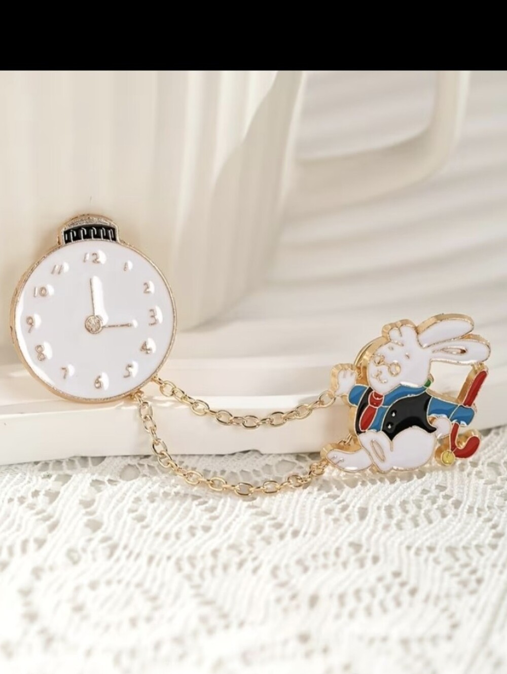 White Rabbit Alice In Wonderland Inspired Brooch Pin NEW